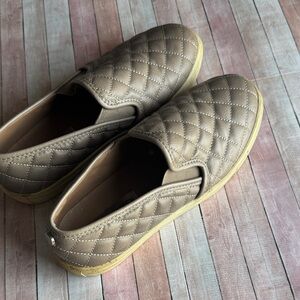 Steve Madden Quilted Slip-On Sneakers in Taupe with Yellow Sole